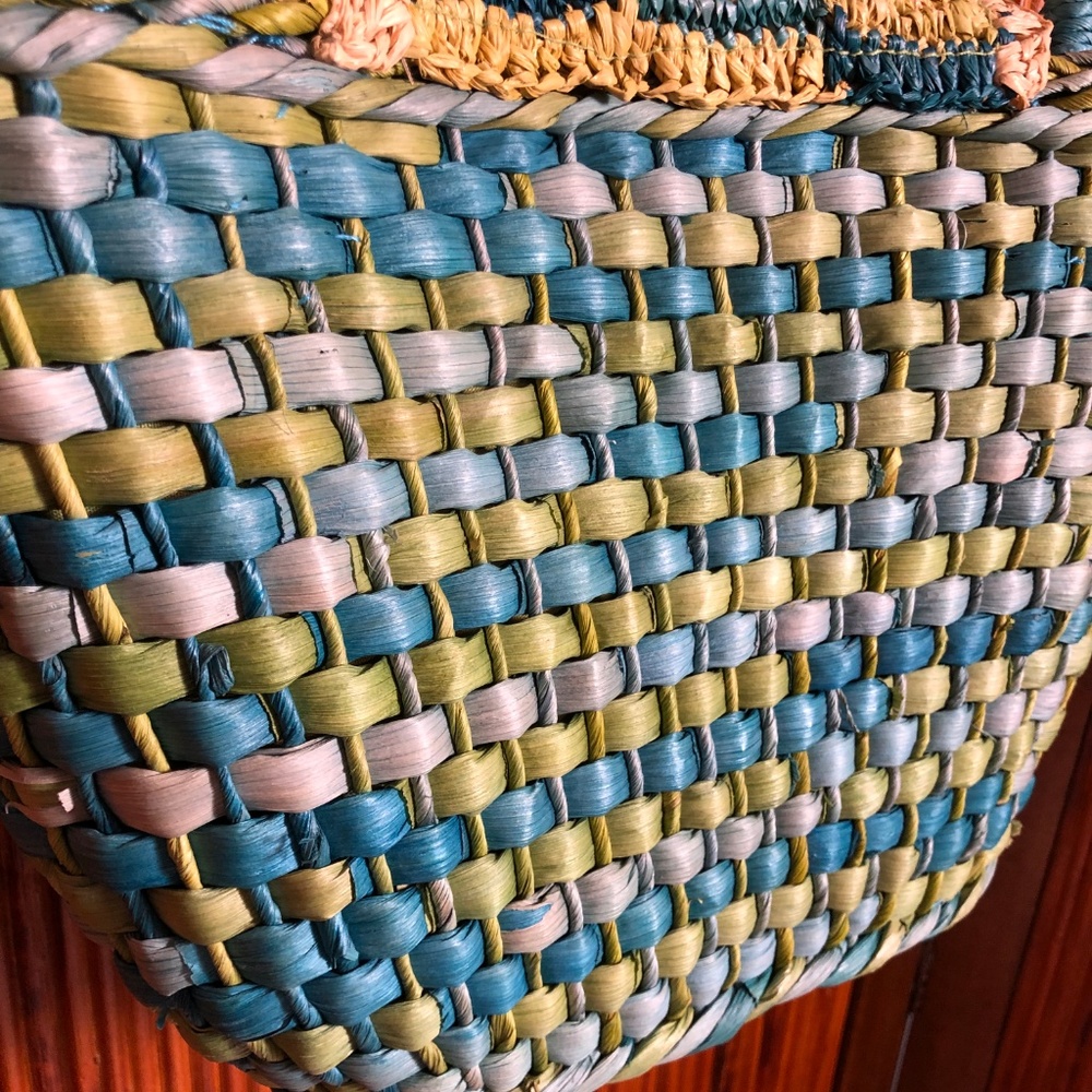 Cappelli Blue & Green Corn Husk Handbag View 4